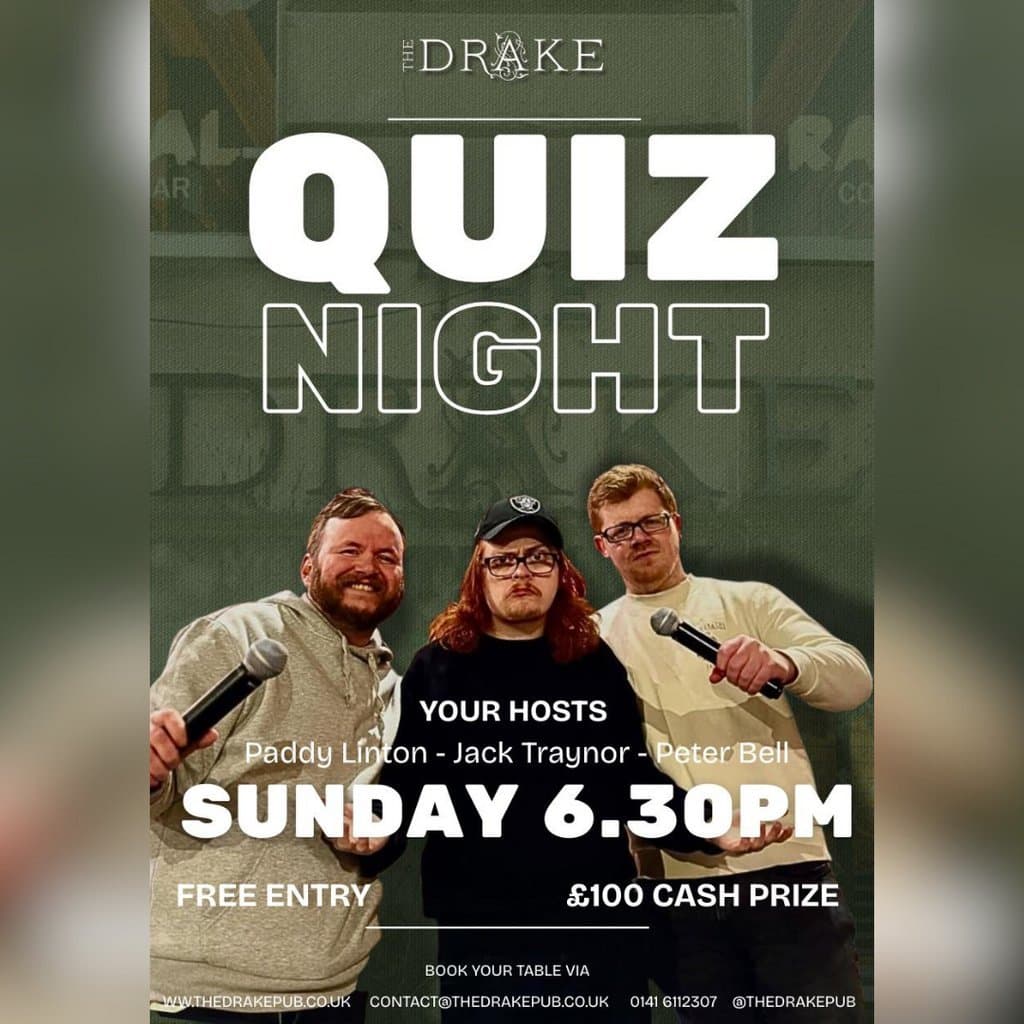 Sunday Night Pub Quiz @ The Drake, The Drake, Glasgow